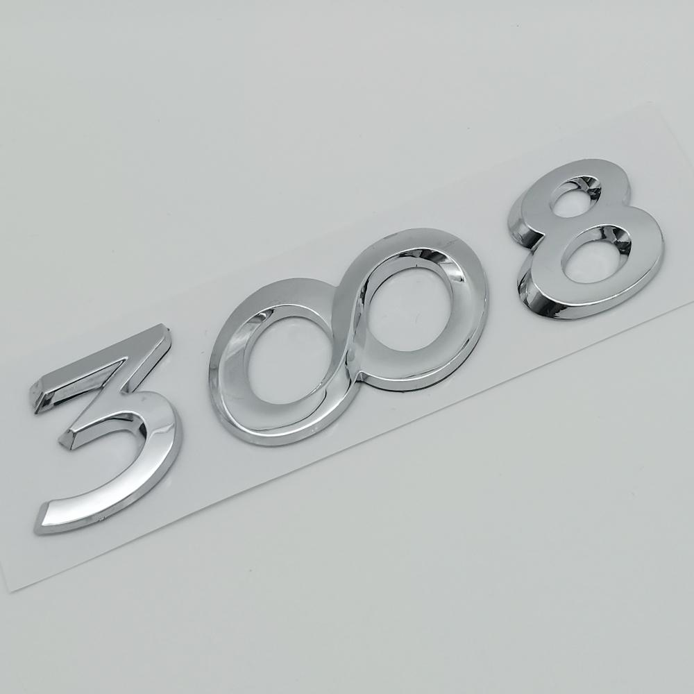 Autocollants de Voiture ABS 3D Lettres Logo Noir Chrome 2008 3008 4008 5008 Emblème Badge Pour Peugeot Autocollant Décalcomanie Coffre Arrière Accessoires