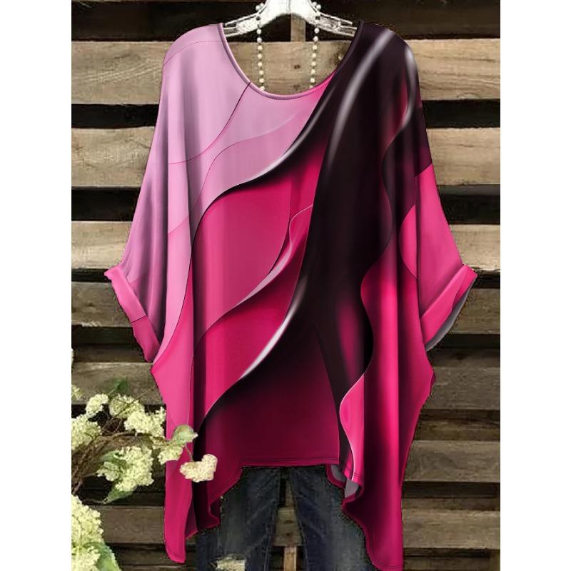 Summer Fashion New Product Large Round Neck Marble Pattern Print