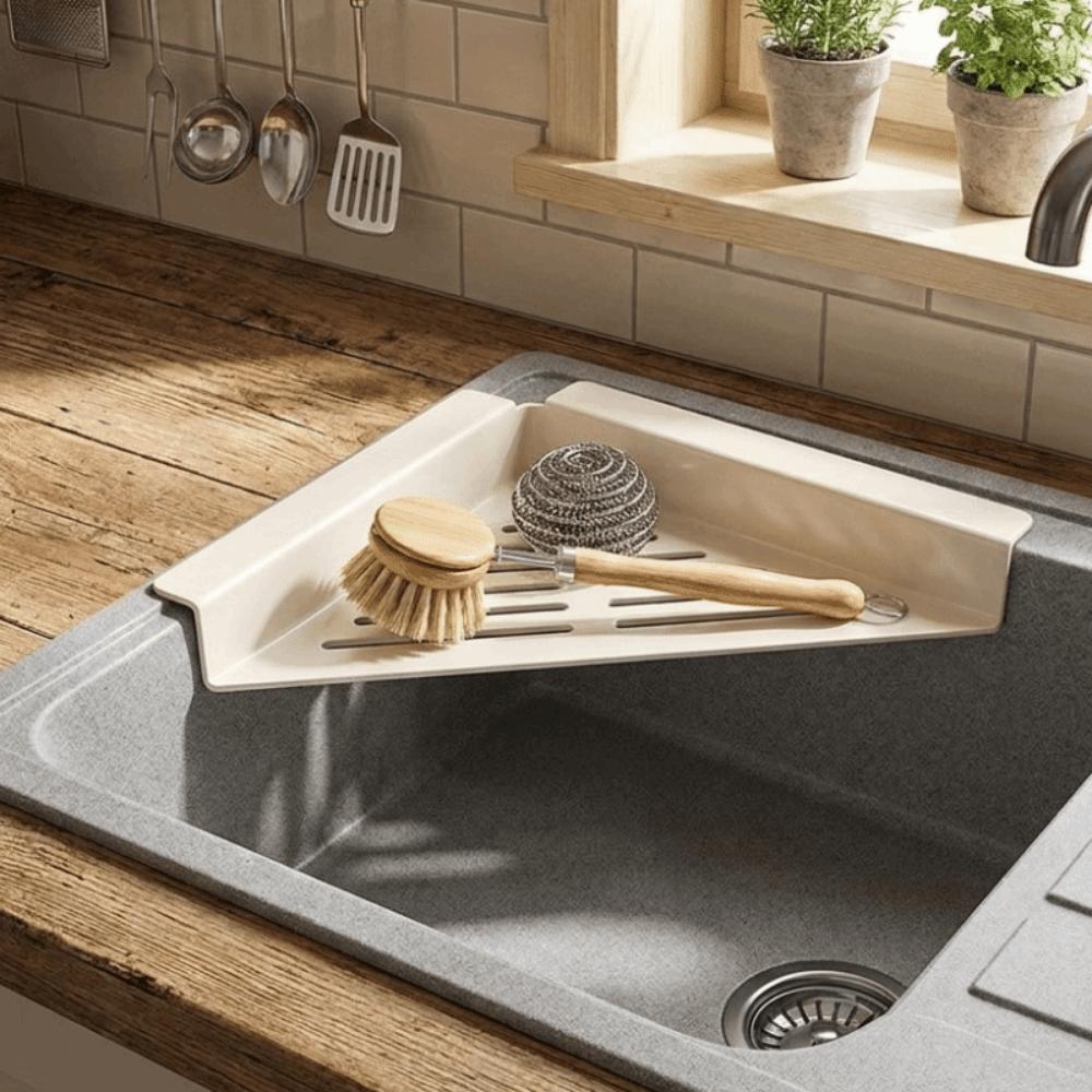 Triangular Sink Sponge Holder Hollowed Dish Drying Rack Dishcloth Sponge Stand  Bathroom