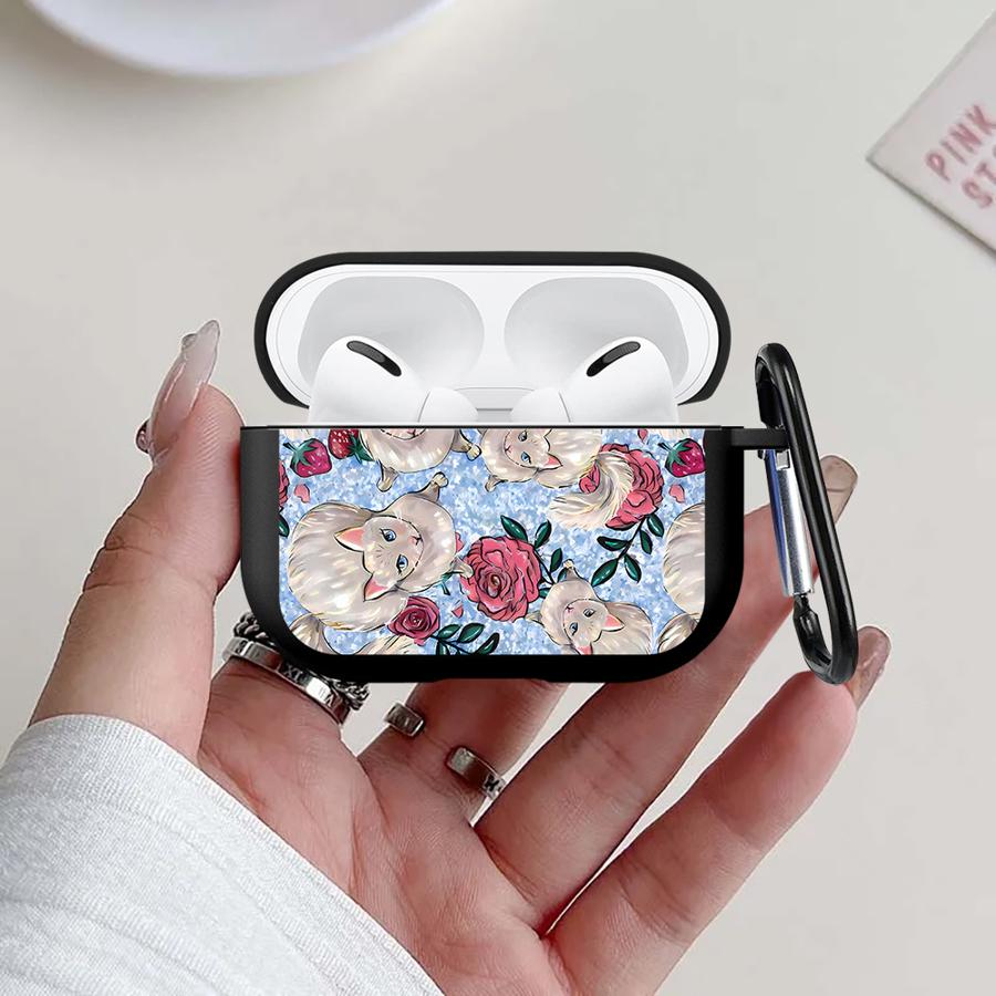 Earphone Cases Cover Case For Airpods 2 3 Pro3 4 Pro 1 Pro2 Beautiful Roses And Cat