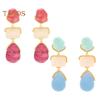 1 Pair Women Hanging Earrings Exaggerated Geometric Color Matching Smooth Bohemian Style Club Party Dangle Earrings Ear Jewelry
