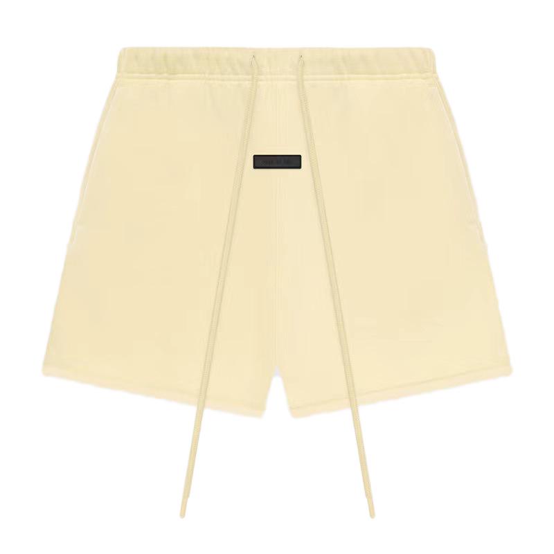 Essentials Mid-Waist Leather Label Fleece Casual Shorts