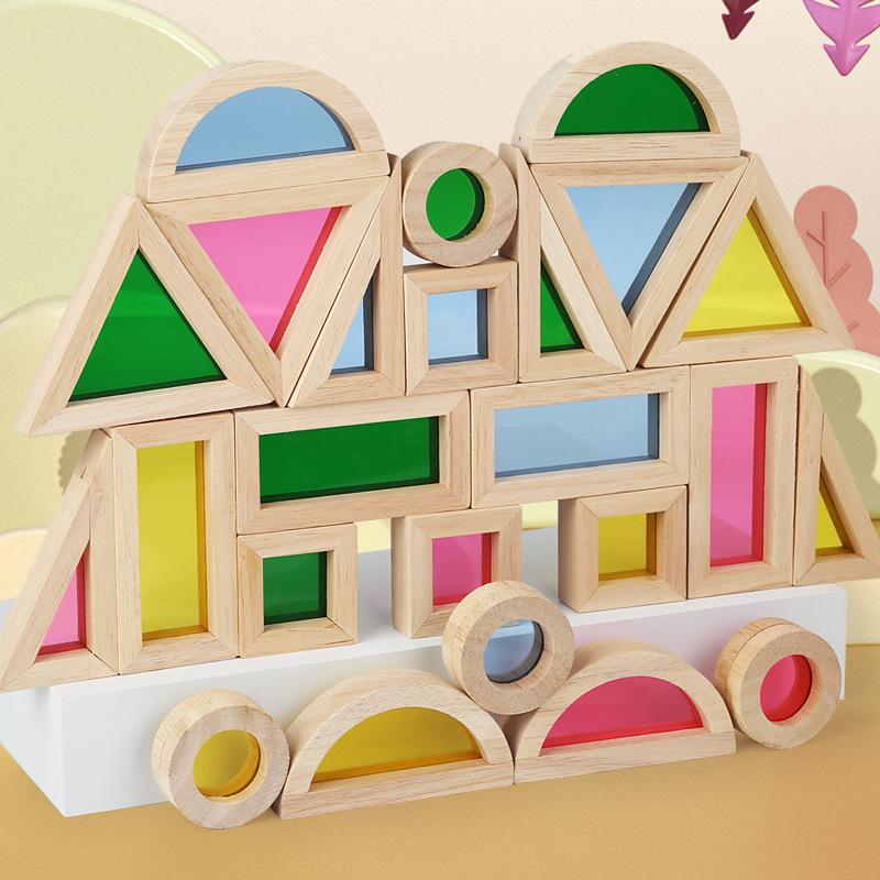 Children'S Acrylic Building Block Early Education Educational Toys Shape Color Cognition Colorful Kaleidoscope Creative Mosaic Color Window