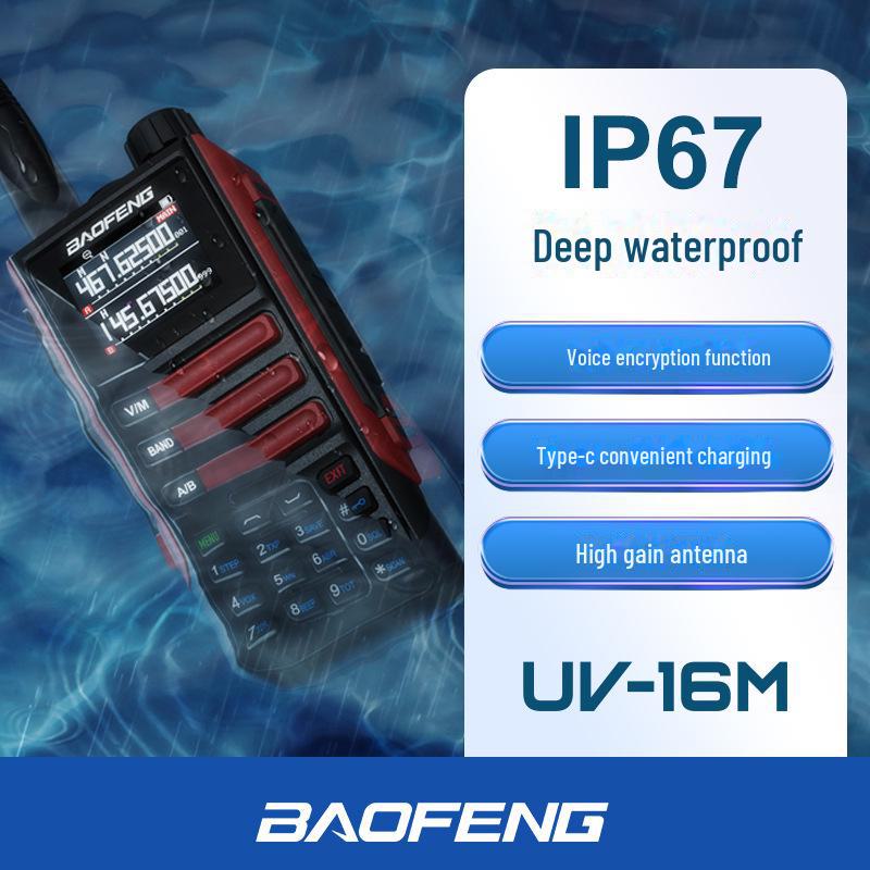 Baofeng UV16M Vysoce výkonný venkovní interkom s jedním tlačítkem pro frekvenci a nabíječkou typu C pro samojízdné lodě