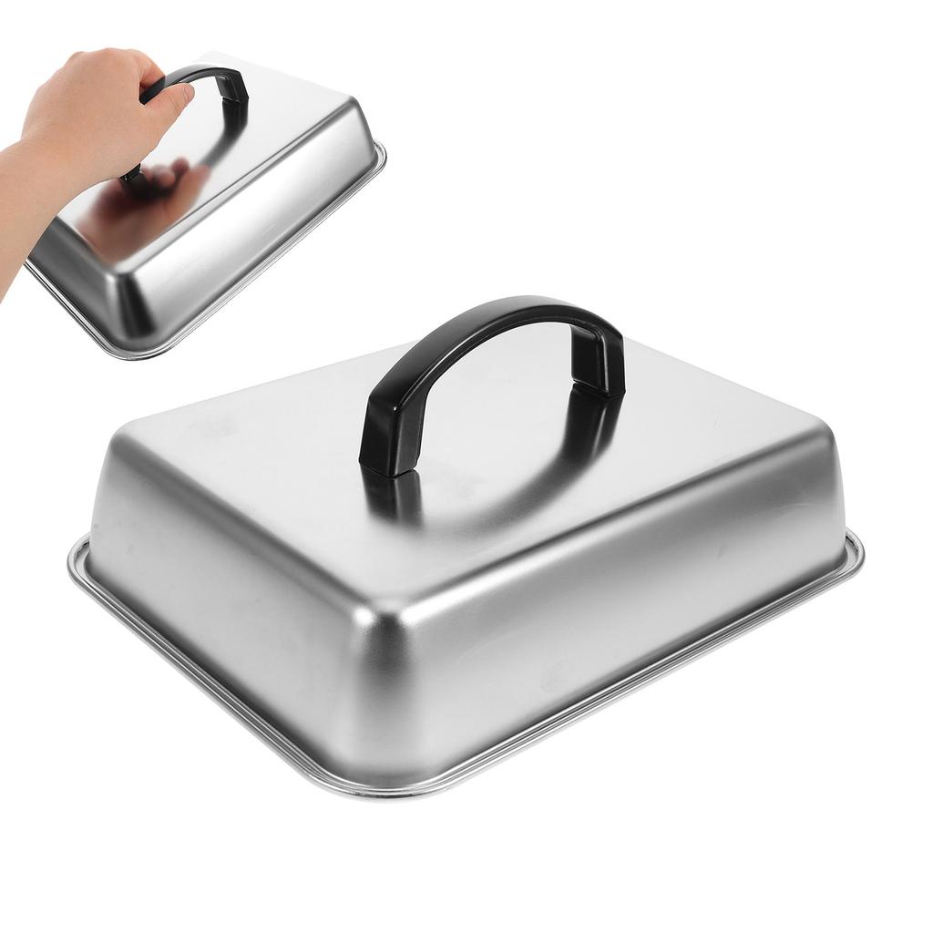 Stainless Steel Multi-Use Pan Cover, BBQ Grill Lid, For Burgers Steak Cheese Melting Dome, Cookware Accessories Rectangular Lid