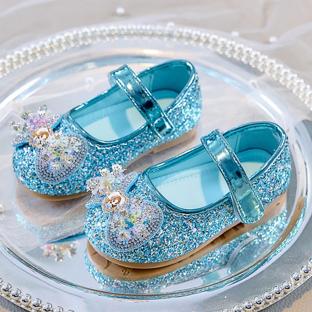 2026 Children Shoes Girls Low Heel Princess Dance Sandals Kids Shoes Glitter Leather Fashion Girls Party Dress Wedding Shoes