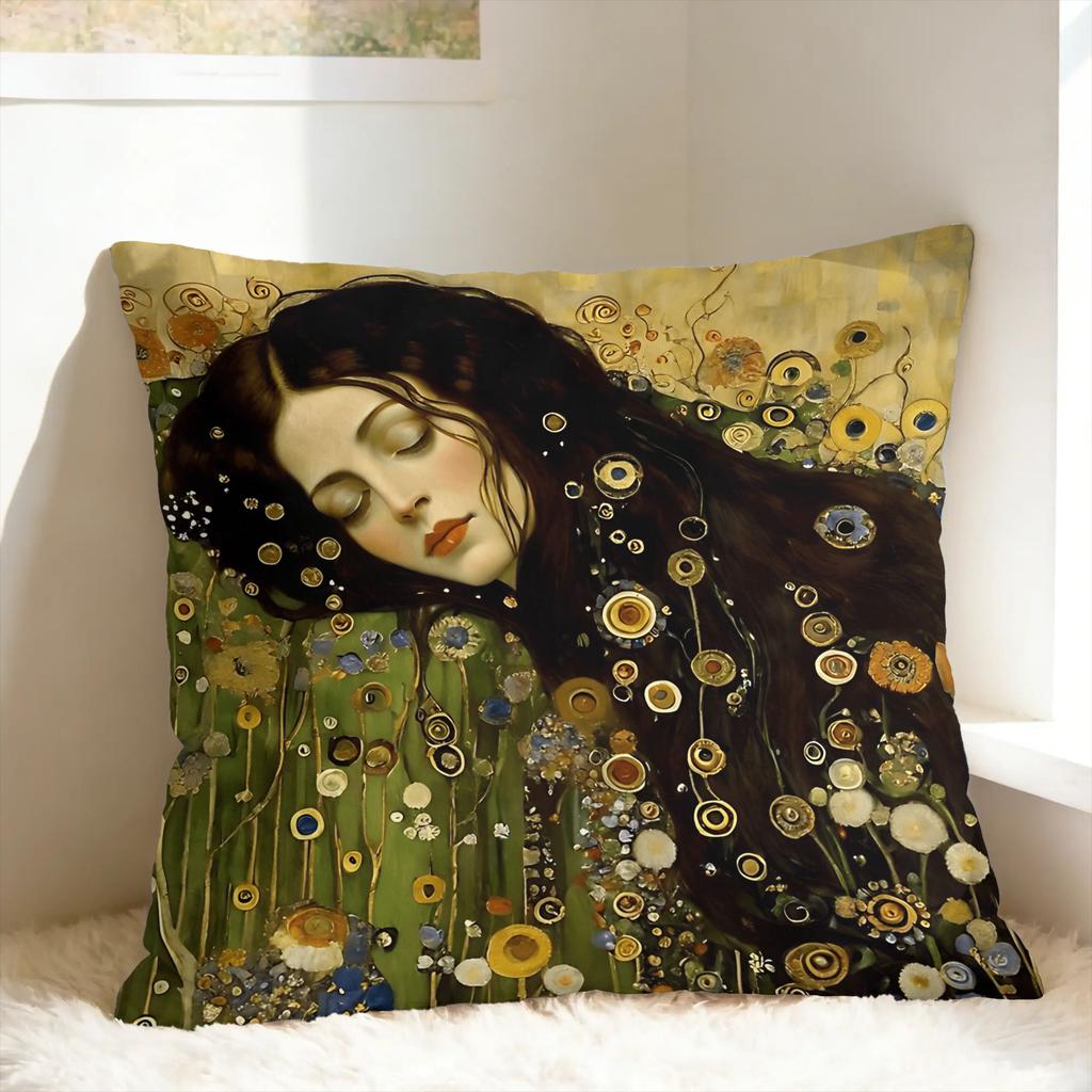Gustav Klimt Kunst Kissenbezug Druck Kissenbezug Neuheit Kissenhülle für Sofa Couch Bett Wohnzimmer