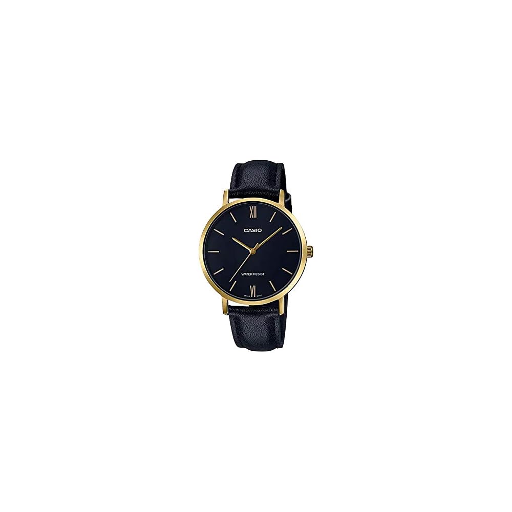 Casio LTP-VT01GL-1B Analog Women s Watch Black Gold Leather Strap