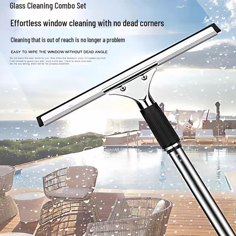 Commercial Glass Scraper Kit with Extendable Pole
