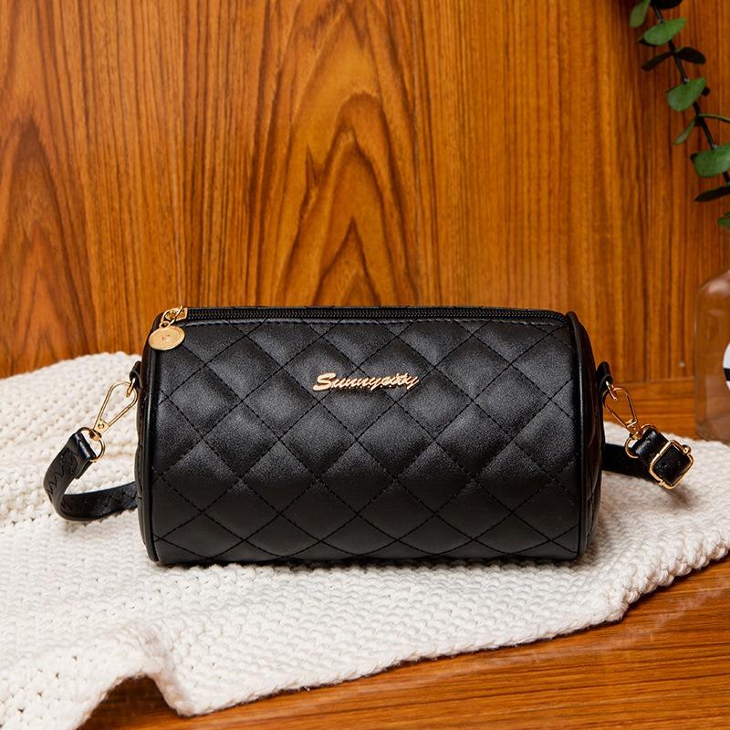 New modern fashion style cylindrical shoulder women's bag bag diamond trend simple messenger bag