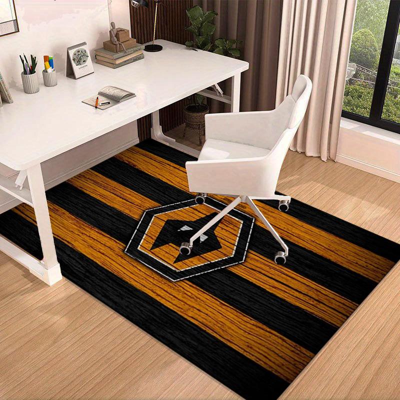 Wolves Football Club Emblem Printed Area Rug for Office, Chair Rug, Decorative Carpet Floor Mat, Large Size Fan Gifts Christmas Gifts