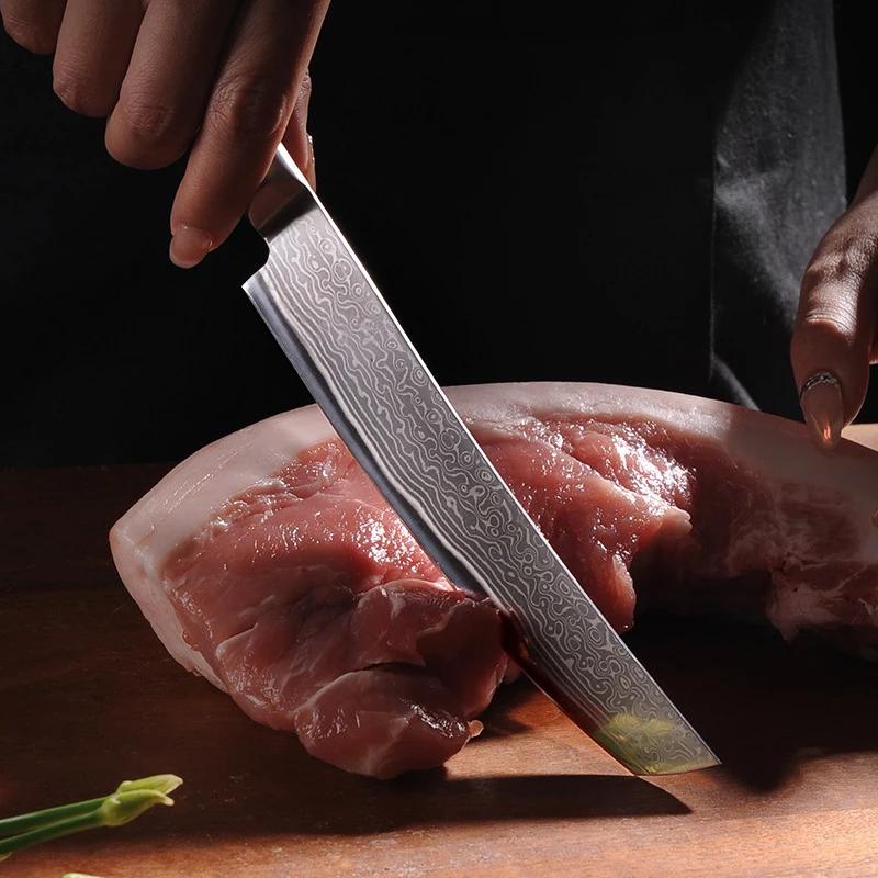 Damascus Staal Keuken Chef Mes Uitbeen Snijmes Slagersmes Vlees Vis Sushi Mes Professionele Kookmes