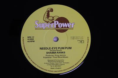 12inch Record SHABBA RANKS  JUNIOR DELGADO  Needle Eye Pum Pum  Illegal Gun SPD17 Super Power 1987 US Reggae Ska  Dub Used