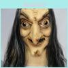 Maschera in Lattice da Strega di Halloween con Capelli Lunghi per Casa Infestata e Cosplay Role Play