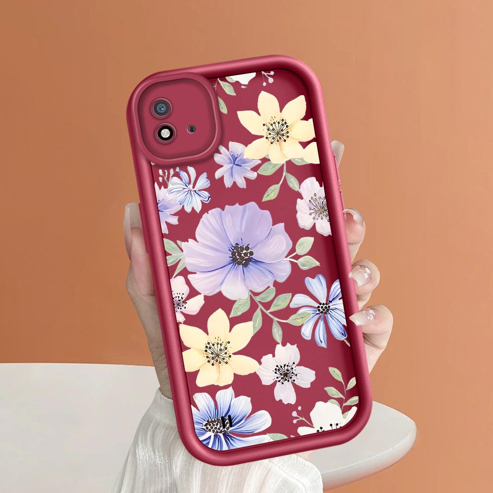 Soft Silicone Square Ladder Printing Pattern Phone Casing Full Cover Camera Shockproof Protection Rubber Case for OPPO Realme