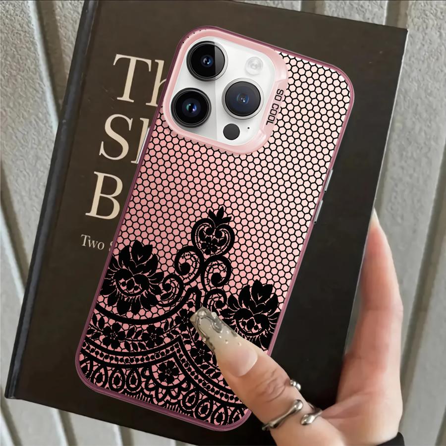 Back Phone Cover Case for iPhone 17 Pro Max 11 Air XS XR 15 Plus 13 Pro 16 14 12 Black Fashion Cool Lace