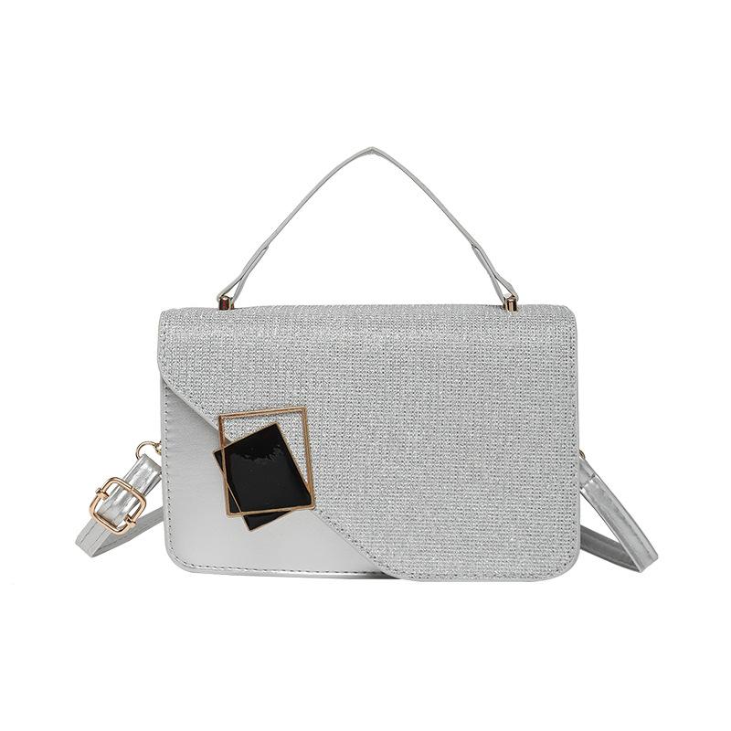 2025 New Trendy Foreign Style Splicing Texture Casual Large Capacity Fashionable Texture Portable Shoulder Crossbody Small Square Bag