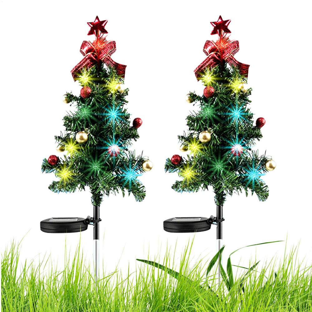 Christmas Tree Pathway Solar Lights Solar Christmas Tree Stake Lights Garden Decor 2x Solar Christmas Tree Solar Christmas Tree