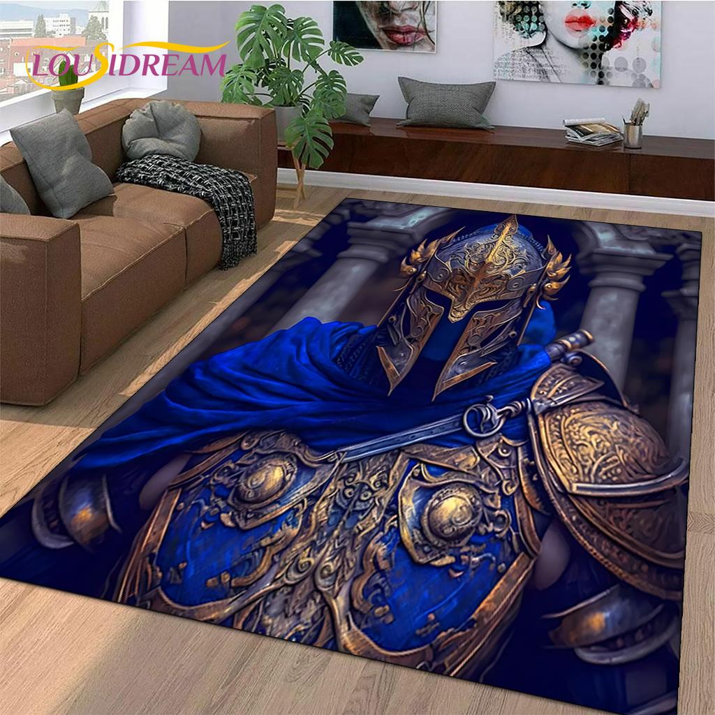 Rycerz Templariusz Kawaler Krzyżowiec Kreskówkowy Dywanik do Salonu Sypialni, Antypoślizgowa Dekoracja na Sofę Wycieraczka Prezent dla Dziecka