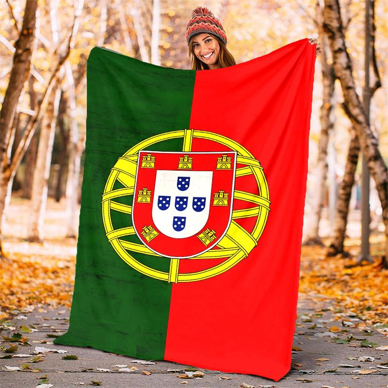 Portugal flag Flannel Blanket Soft All-Season Throw, Design for Camping, Car Travel, Hiking Sofa, Bed, Office Perfect Gift for Parties