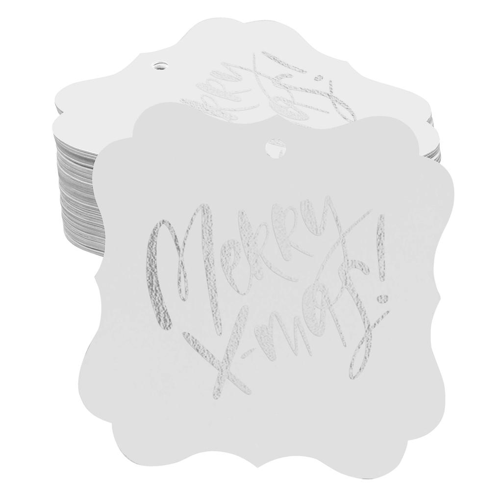 Inkdotpot Pack Of 100 Real Gold Foil Bracket Shape Paper Tags Merry X-Mas Christmas Favor Hang