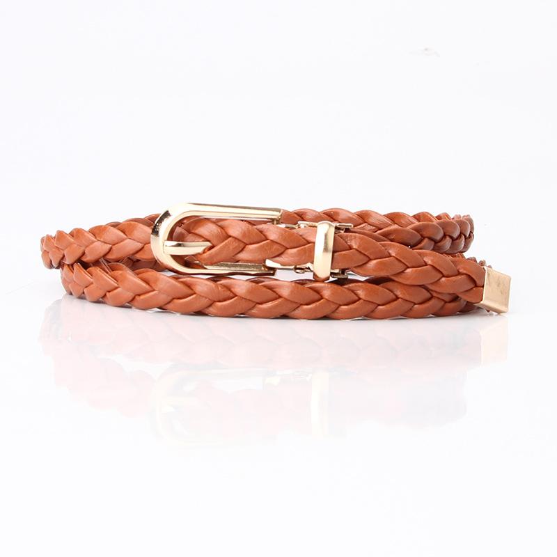 Korean Style Fashionable Women's Knitted Thin Belt Women's High-end Dress Suit Small Belt Pin Buckle Belt