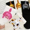 Cute Cat Socks with Balls 3D Fuzzy Balls Novelty Funny Animal Socks Women's Soft Cotton Crew Socks for Cat Lovers Christmas Birthday Gifts