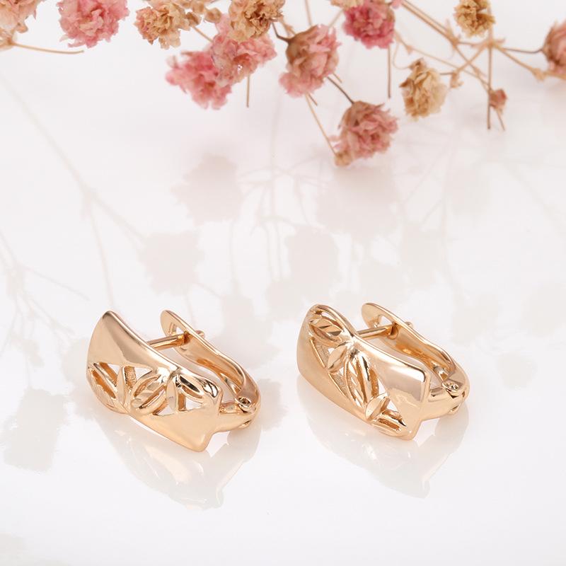 Trendy Fashion Earrings Ring Two-piece Set, Simple Personality Hollow Engraved Women's Jewelry Set
