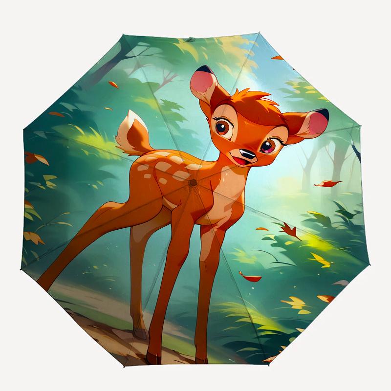 1pc Bambi,Forest Automatic Folding Umbrella: Compact 8-Bone Design Cartoon Outdoor Travel Companion, Business Umbrella, Christmas Valentine'
