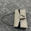 [Pre-Owned] Dionysus Tiger Head Buckle Logo Chain Canvas Leather Shoulder Crossbody Bag - Very Good #SQML6O