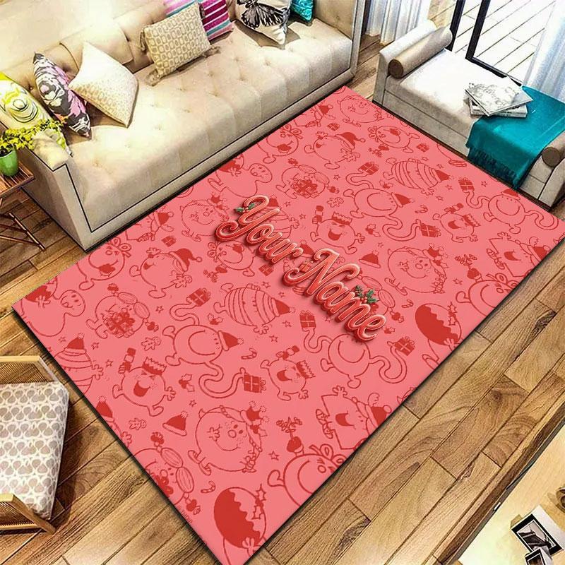 Mr. Men Little Miss Custom Name Carpet Rug for Living Room Bedroom Home Sofa Decoration,Kids play Non-slip Floor Mat