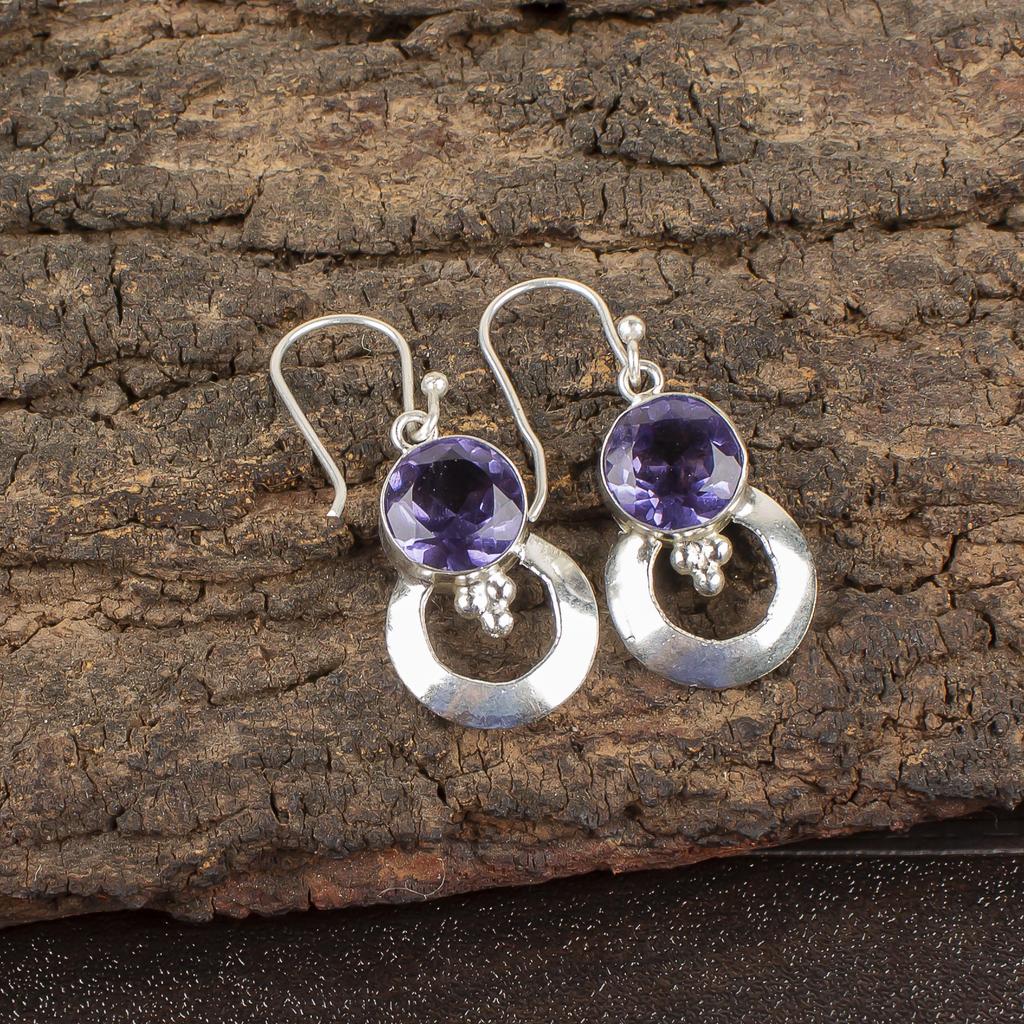 Fantastische Iolith-Ohrringe, 925 Sterlingsilber-Schmuck, Handgefertigte Meditations-Ohrringe für sie, AAA+ Edelsteinschmuck für die Liebe