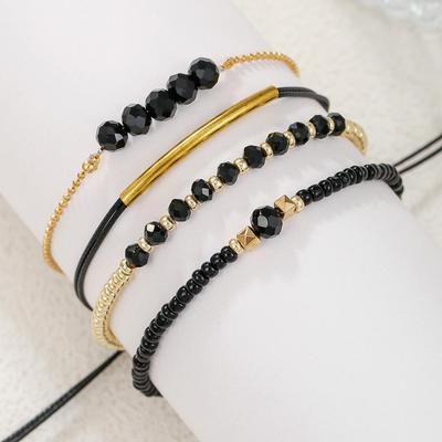 Set di Braccialetti Bohemien Multistrato Fatti a Mano con Perline per Donna - Impilabili, Intrecciati, Design in Cristallo