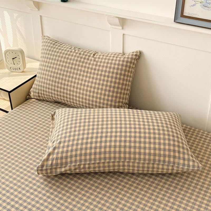 100% Cotton 2pcs Pillowcase 48x74cm Grid Printed Pillowcase Cover for Home Simple Style Cotton Pillow Cover