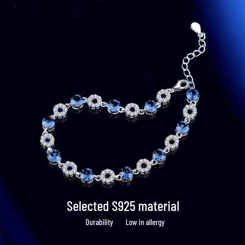 Ferris Wheel S925 Sterling Silver Ocean Heart Bracelet - Women's Luxurious and Versatile High-End Jewelry Design