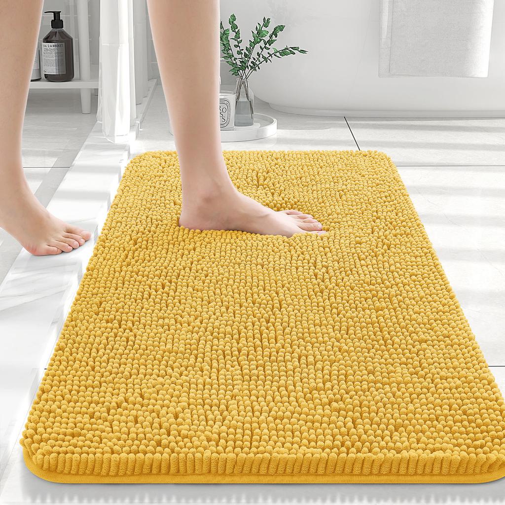 HAPIHAPPY New Chenille Bathroom Rug Mat Extra Soft Thick Absorbent Shaggy Bath Mats Non-Slip Machine Wash Dry Plush Bath Rugs