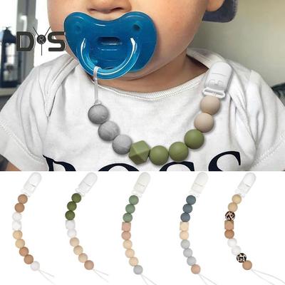 2Pcs Pacifier Chain with Clamp Safe Food Grade BPA Free Newborn Baby Boys Girls Pacifier Clip Daily Use