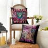 Funny Lgbtq Eat What Cushion Cover Natural Linen Organic Fabric Double-Sided Printing Sofa Home Decor Gift Pillow Cover