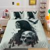 3D Beauty Skull Head Bedding Set Beauty Skull Head Motorcycle Pattern Quilt Cover Pillow Case 2/3 Pieces Microfiber Fabric Full Size Home Decoration