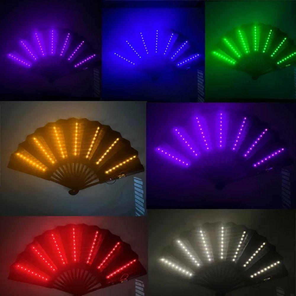 Colorful Hand Led Fans Folding Play Fan Party Decoration Dancing Light Fan
