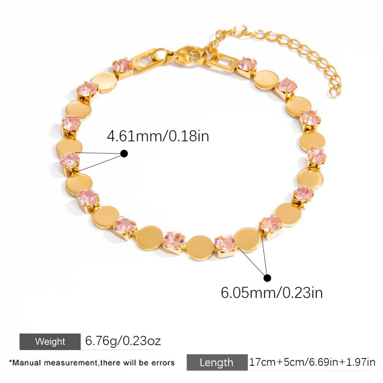 

1 Piece Stylish Exquisite 18K Gold Plated 304 Stainless Steel & Cubic Zirconia Bracelets For Women Gift 17cm(6.7 ) long