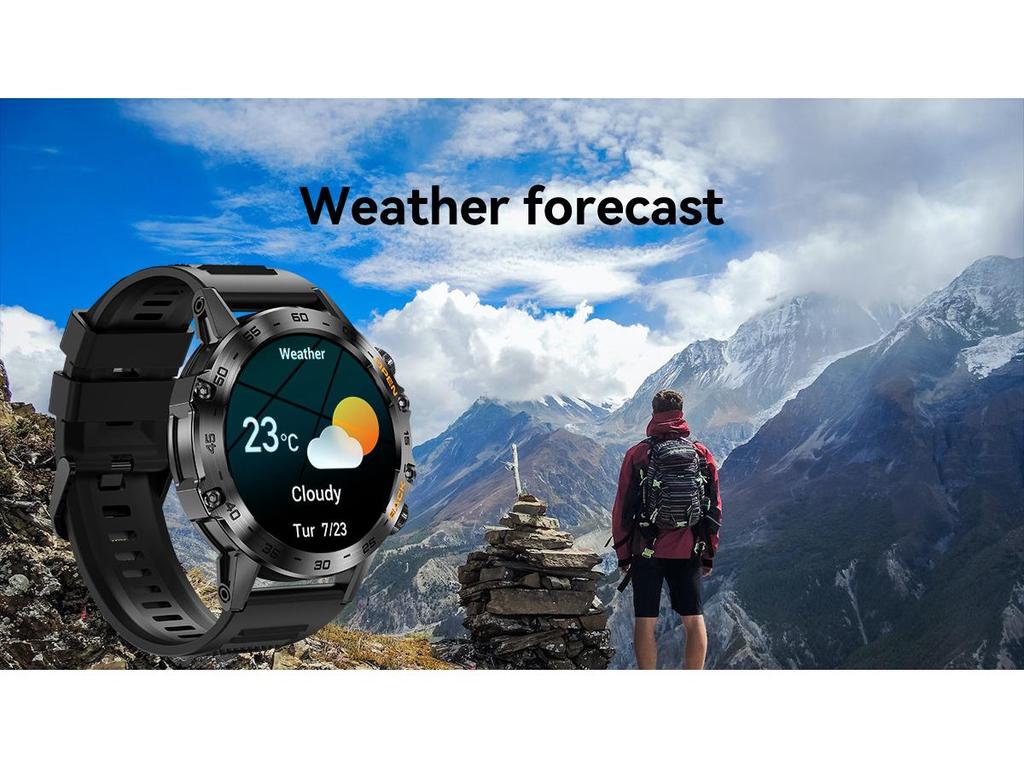 K52 Smartwatch with Bluetooth Calling, Music, Sports Pedometer, Weather Display, Message Alerts, and Multifunctional Features.