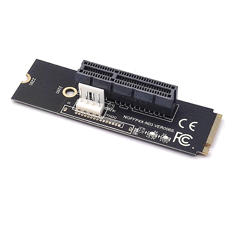 M2 to PCIE 4X Riser Card Adapter M.2 Key M to PCIe X4 Transfer with LED Voltage Indicator for PCI Express 1X to 16X Riser Mining
