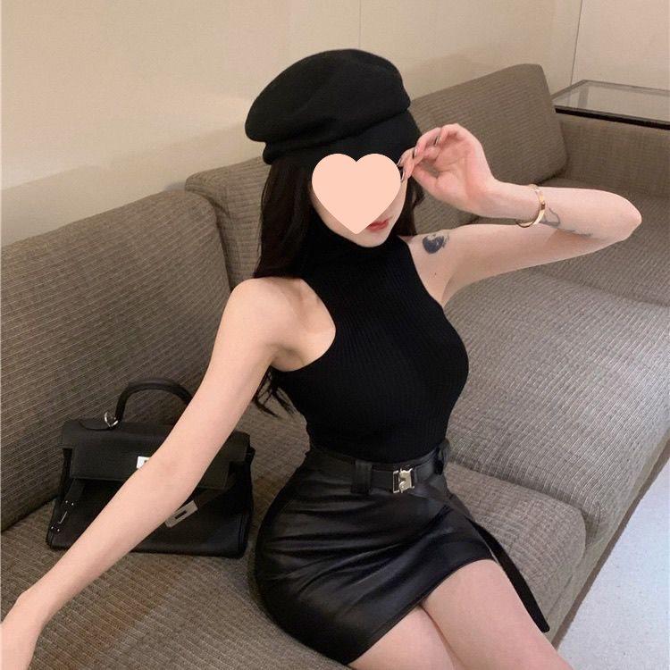 Women's Spicy High Neck Sleeveless Top - Sexy Autumn/Winter Trendy Outer/Inner Wear