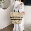 Spring New Fashion Striped Tote Bag Summer Straw Large Capacity Messenger Bag Women's Versatile Beach Bag