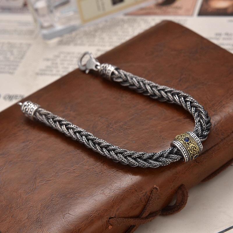 2026 Woven Foxtail Square Bracelet Width 6m Bead Men and Women Senior Couple