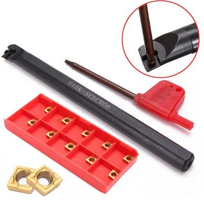 Support de tournage de barre d'alésage de tour S10K-SCLCR06 + insert en carbure CCMT060204HM + clé
