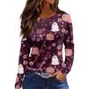 Women's Fashion Hem Slit Casual Halloween Printed Round Neck Long Sleeve Top