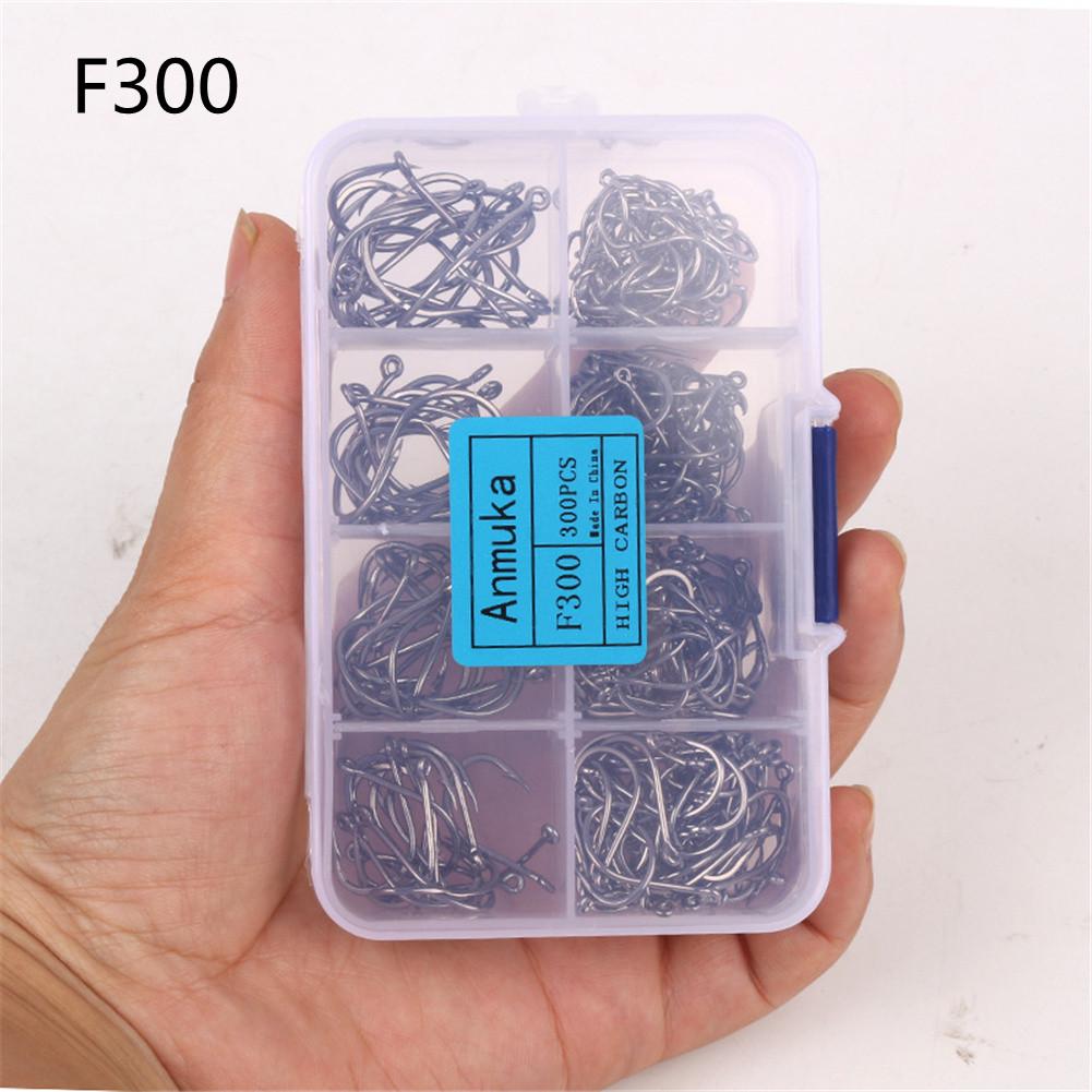 300Pcs/Box ISEAMA Fish Hooks3-16# High Carbon Steel with Circle Hook Mixed