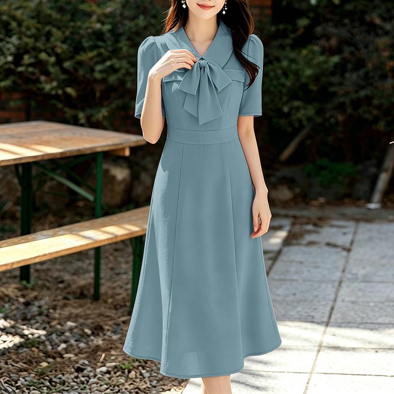 

ZANZEA Women Casual Doll Collar Solid Color Summer Short Sleeve Dress 2XL синій